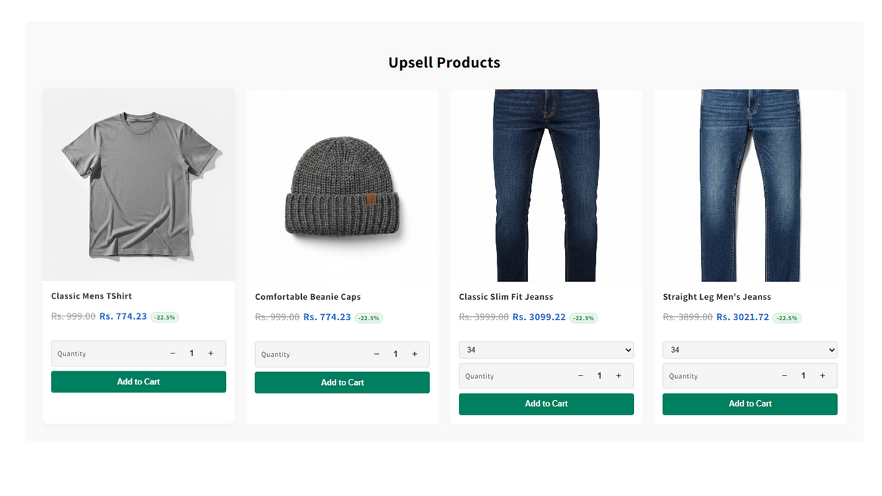 Upsell recommendation widget on a product page