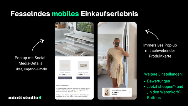 Bild mit zwei shoppable Posts auf mobilen Geräten