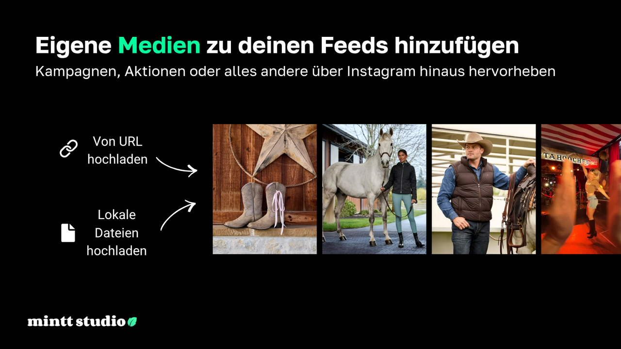 Instagram-Feed mit hochgeladenen Dateien