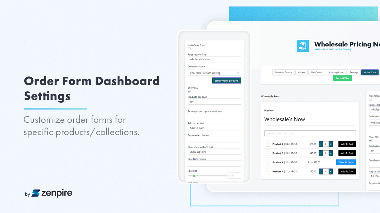 Create order forms for wholesale customers