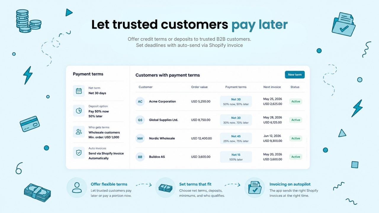 Let customers pay later with net payement terms