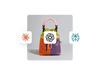 An agent is asked to add a product to a store and a bag is added, then the logos for Claude, ChatGPT, and Perplexity are displayed