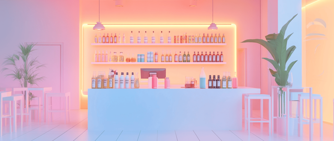 Toonbank met diverse voedingsproducten in een food retail winkel