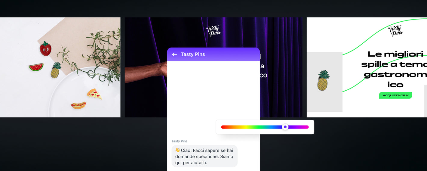 Aggiungi Shopify Inbox gratis per personalizzare la chat del negozio online, i messaggi di benvenuto e altro ancora dall’editor del negozio online.