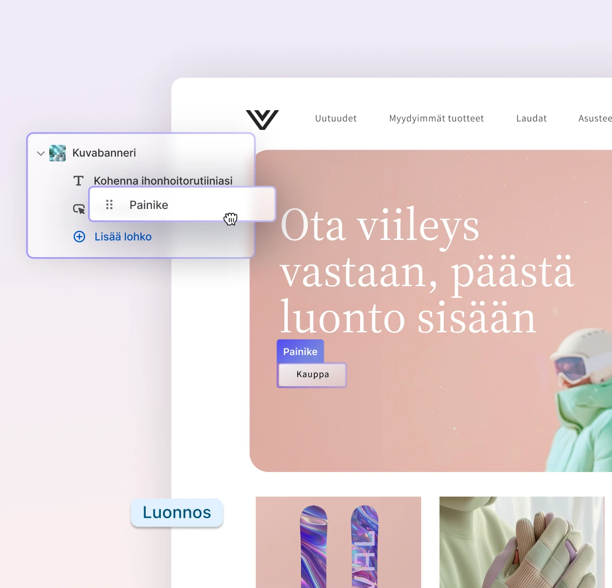 Verkkosivujen rakennustyökalun käyttöliittymä