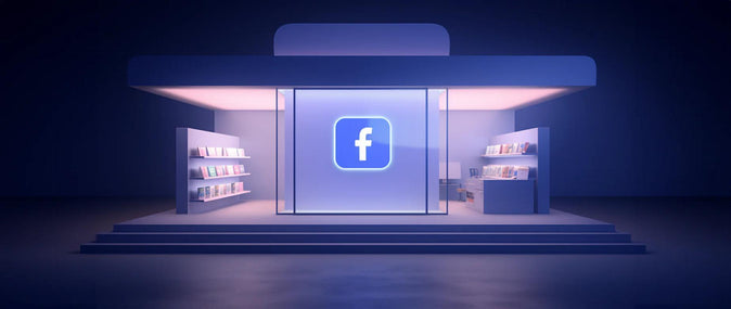 Imagen de una tienda de Facebook con el logo de la marca en el centro.