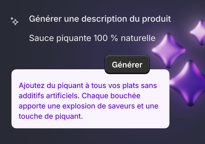 Outil IA Shopify Magic, utilisé pour générer un slogan