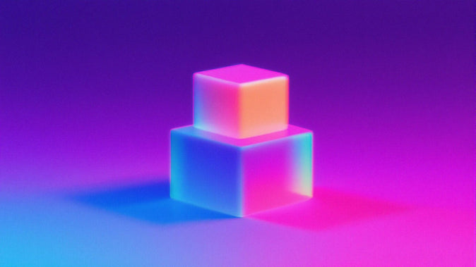 Two stacked glowing cubes on a gradient background