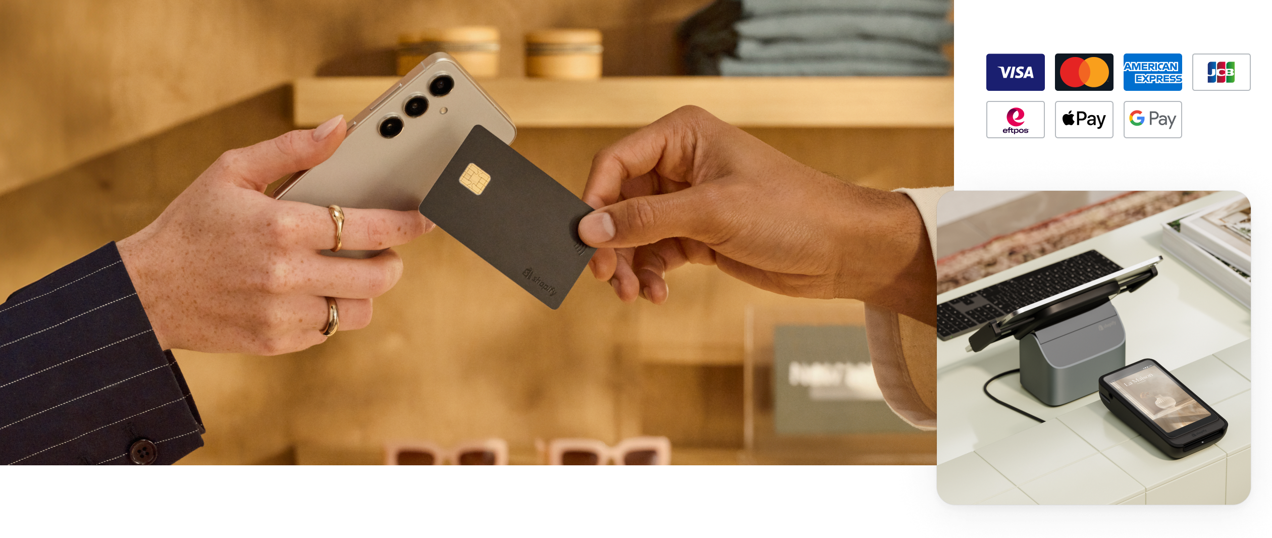 Three images are displayed. One features a card being tapped on the WisePad 3. Another is the WisePad 3, along with icons of the accepted payment types above it.