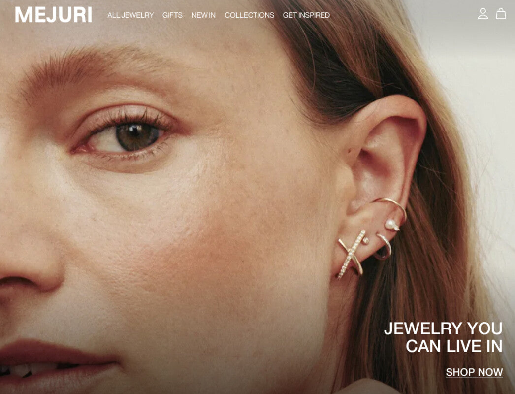 Image du site web de Mejuri vendant de la joaillerie fine