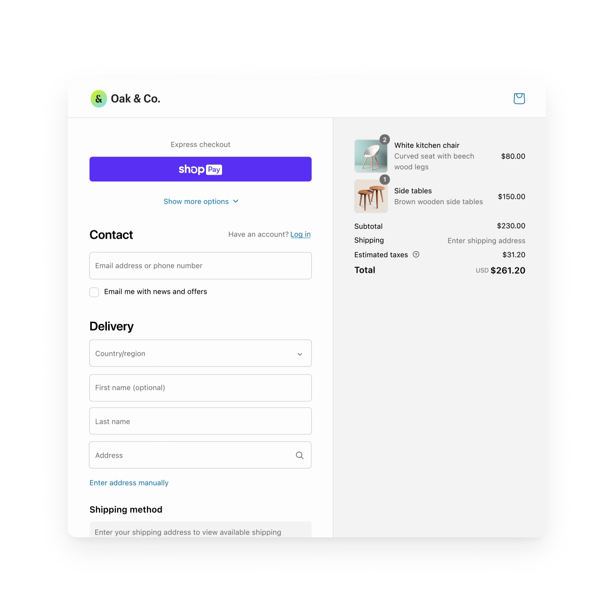 Shopify Checkout on a mobile device