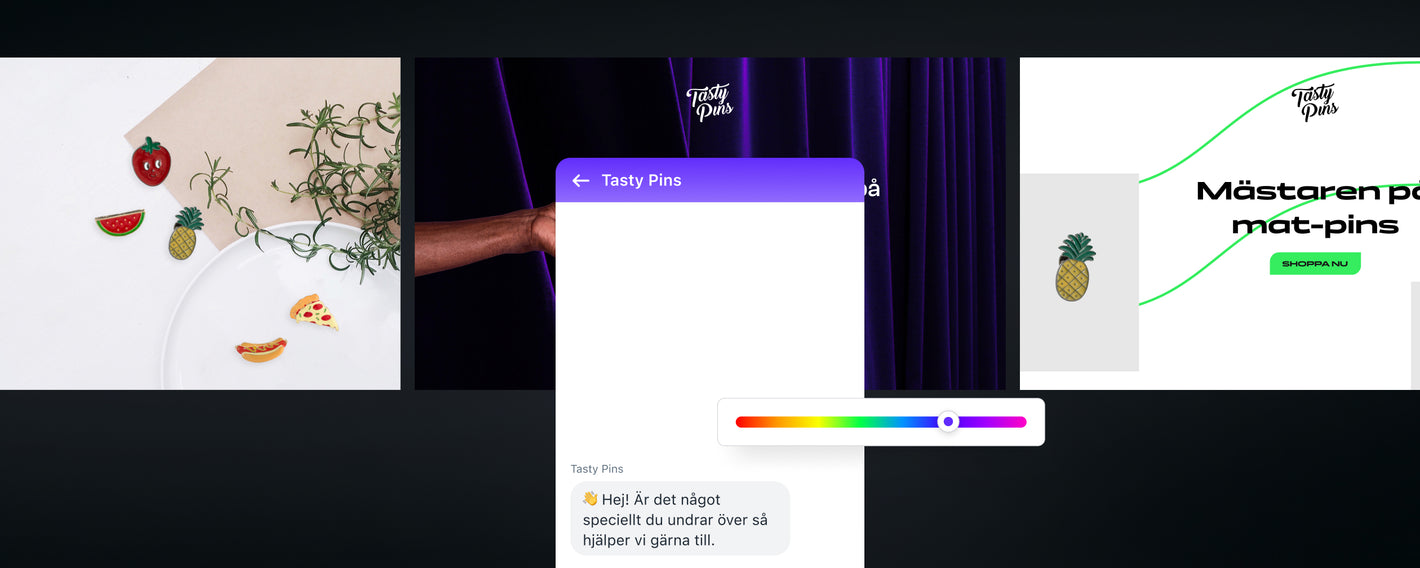 Lägg till Shopify Inbox utan kostnad och anpassa webbshoppens chatt, välkomstmeddelanden och annat från din webbshopsredigerare.