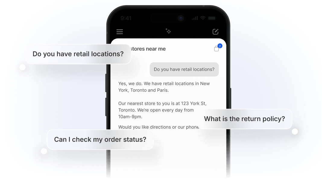 Knowledge Base app interface for managing brand content and customer questions in AI responses