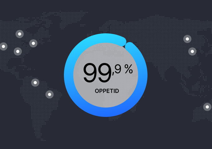 Et verdenskart med en statistikk som viser 99,9 % oppetid