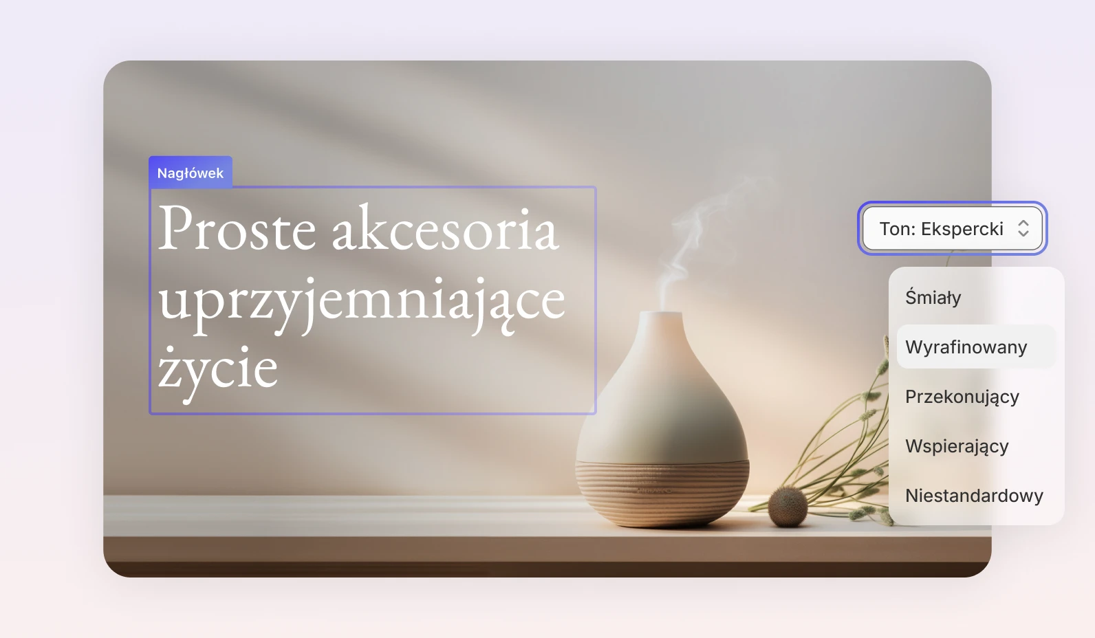 Interfejs użytkownika kreatora stron internetowych.