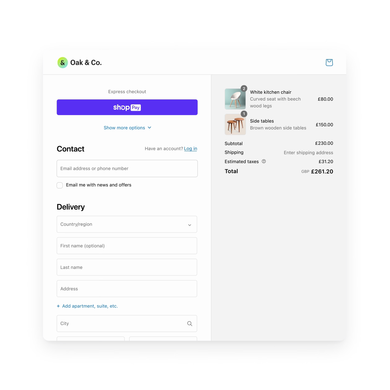 Shopify Checkout on a mobile device