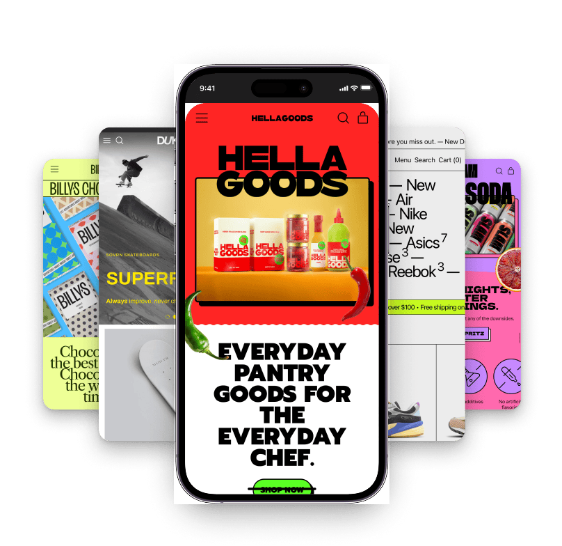 Various store brand themes on a mobile device