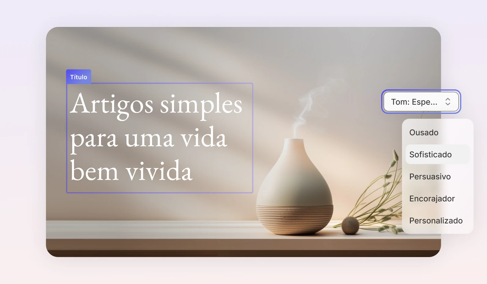 IU do construtor de websites