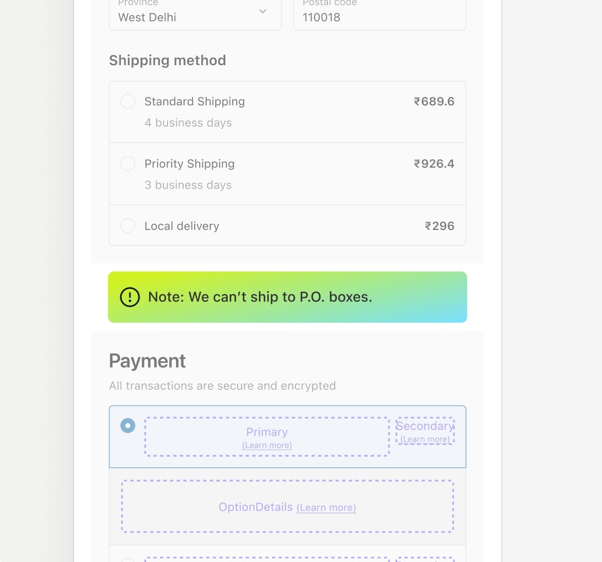 Custom content and fields