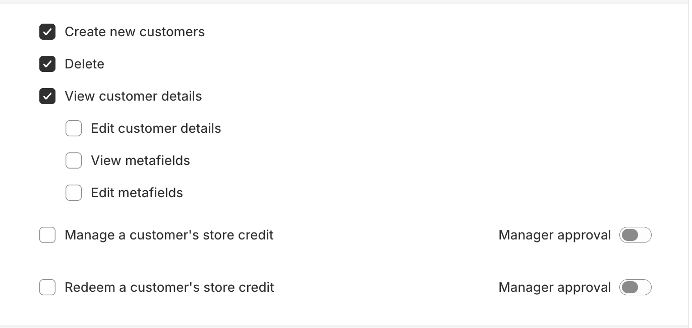 View Customer Details Permissions UI