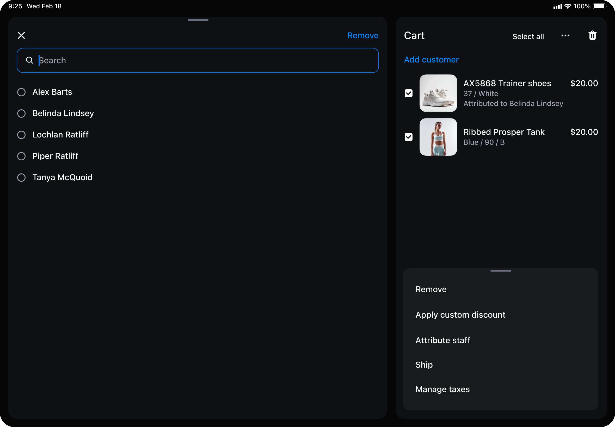 Ipad showing: Actions open alongside it, not on top of it.