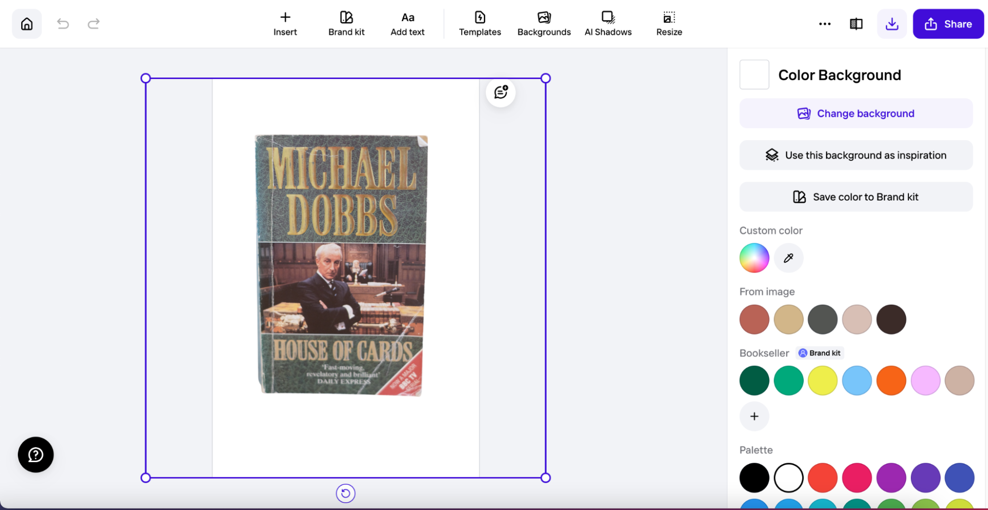 Photoroom interface to remove a background and place the main subject against all-white.