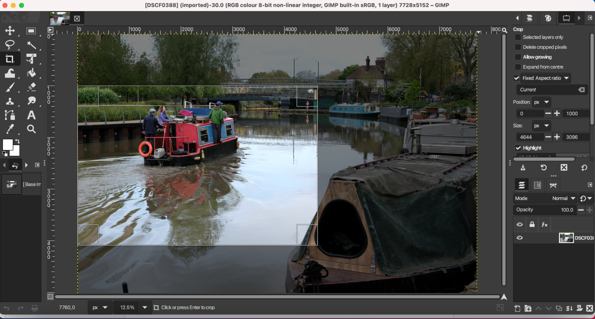 Tugboat image in middle of GIMP’s UIkey tools with symbols and dialog boxes.