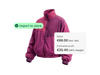 A product listing for a pink jacket priced at €99.00 with a label indicating tax-inclusive pricing