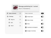 A product publishing panel displays options to manage sales-channel availability for seven individual product variants