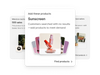 A set of product cards in Shopify Collective show sourcing insights for items such as sunscreen