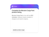 A purple Sidekick Pulse card in the admin prompts the merchant to complete the Marabou Cargo Pant product listing