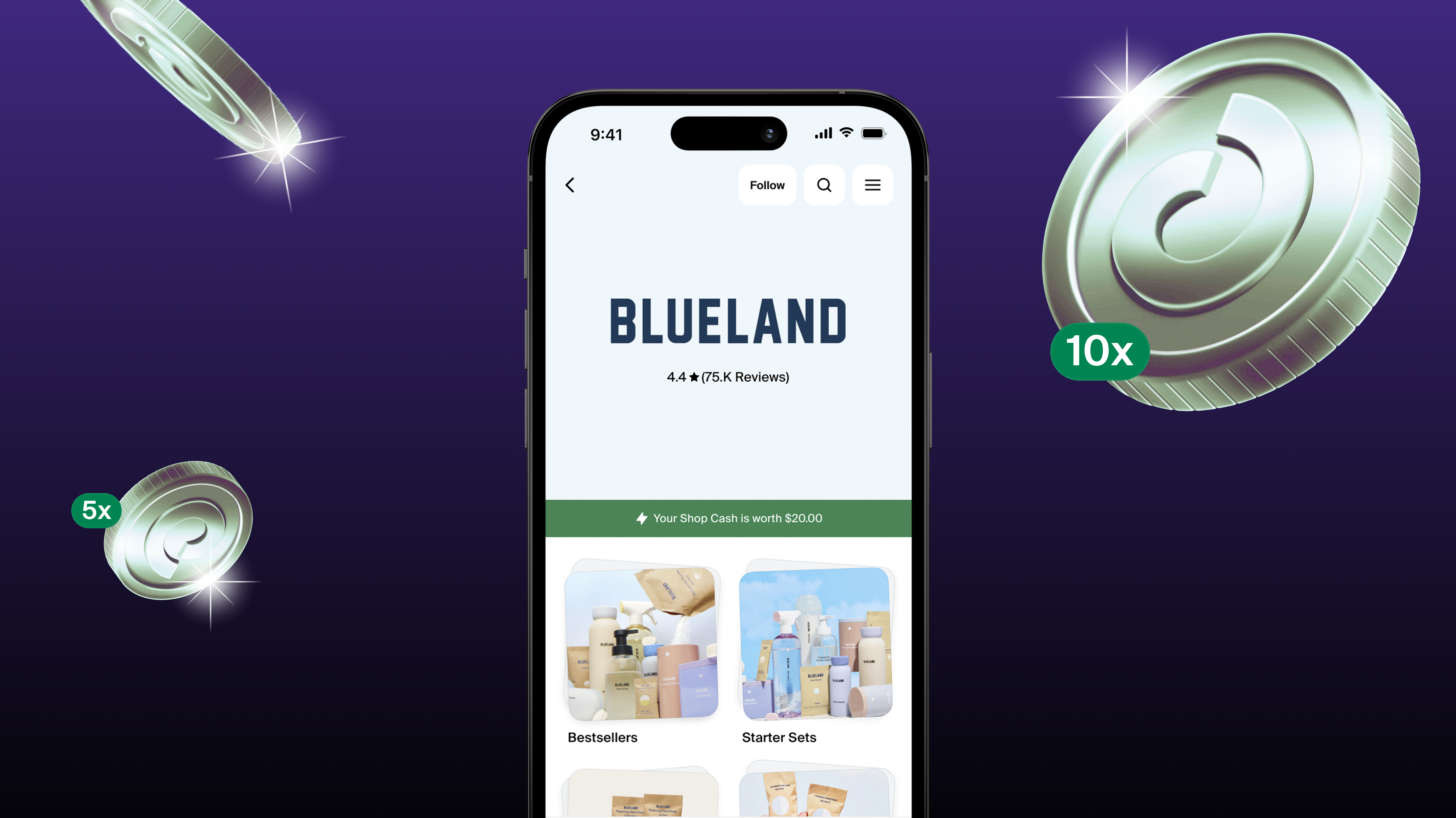 Image showing Blueland's Shop Store with a Shop Campaign active in the Shop app