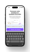 Sur un téléphone mobile, l’utilisateur a saisi « matériel de skateboard haut de gamme » et s’apprête à cliquer sur le bouton « Générer des thèmes ».
