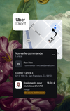 L’icône de l’application Uber Direct apparaît sur l’interface d’une commande de roulements pour skateboard en cours de livraison à San Francisco.