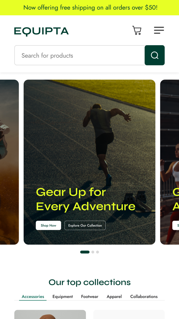 Theme screenshot that previews Equipta